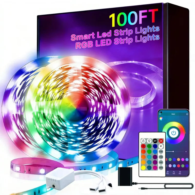 RGB LED Strip Lights – 5M Color Changing Kit with Remote & App Control