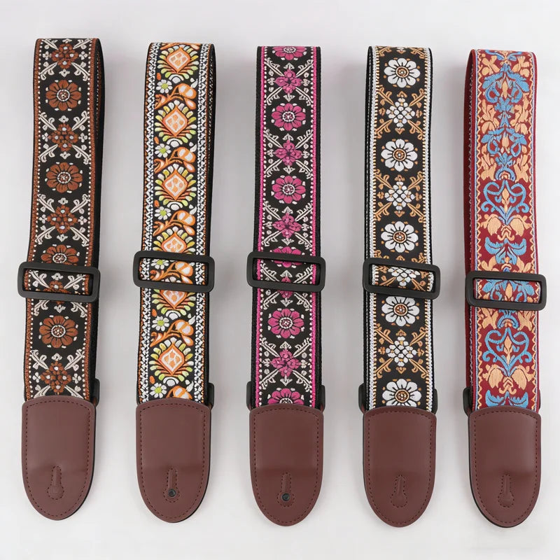 Adjustable Cotton Guitar Strap – Woven Shoulder Strap for Acoustic & Electric Guitar
