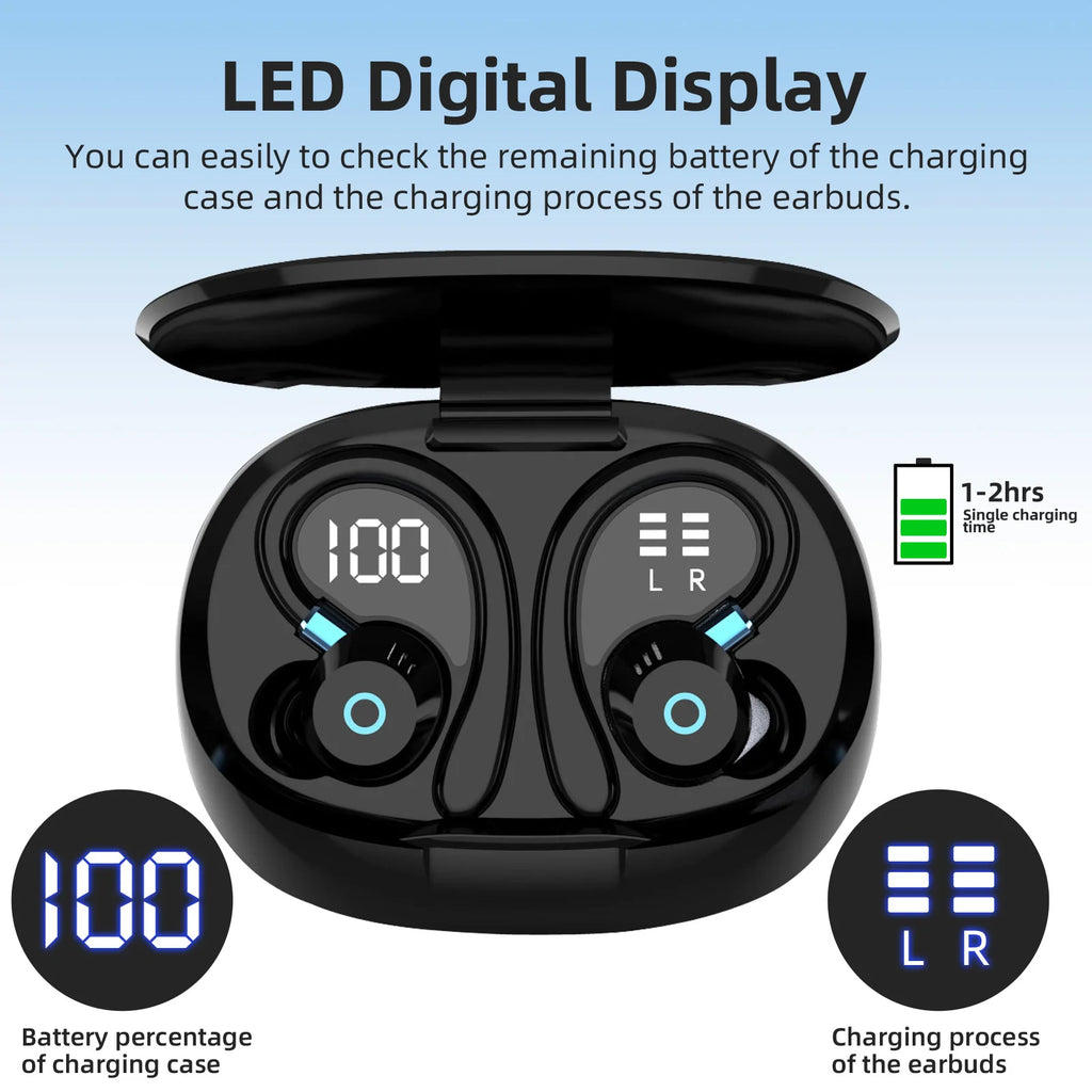 TWS Wireless Bluetooth Earbuds – LED Display Charging Case, Noise Cancelling