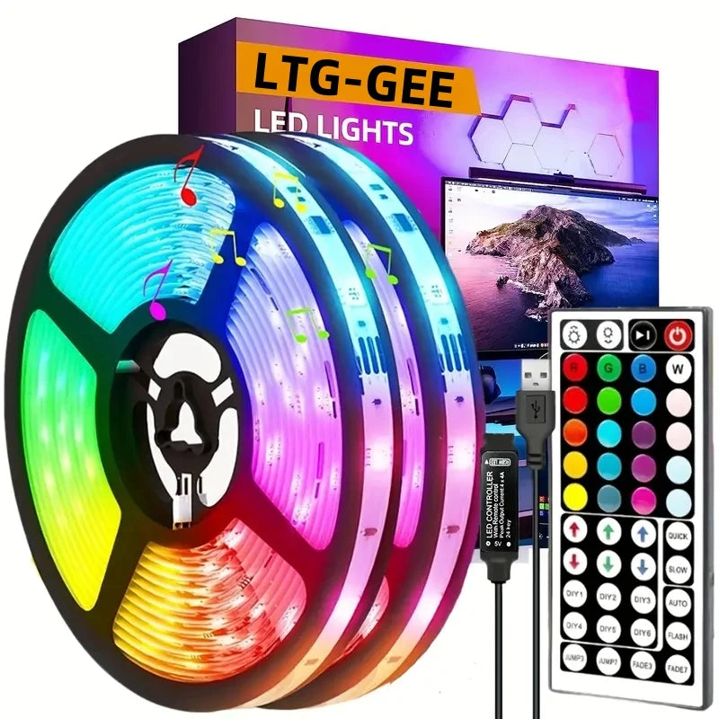 RGB LED Strip Lights – 5M Color Changing Kit with Remote & App Control