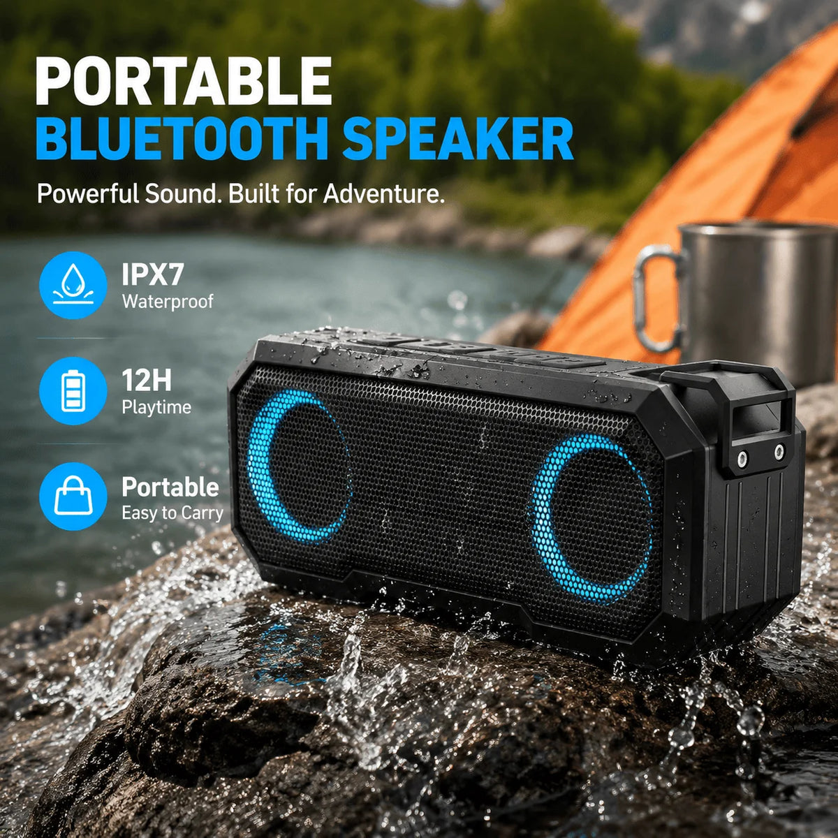 Portable Bluetooth Speaker – Waterproof Mini Speaker with FM Radio
