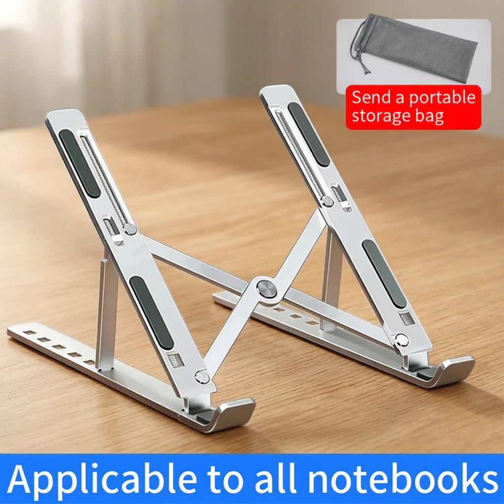 Adjustable Aluminum Laptop Stand – Foldable 6-Level Height Riser